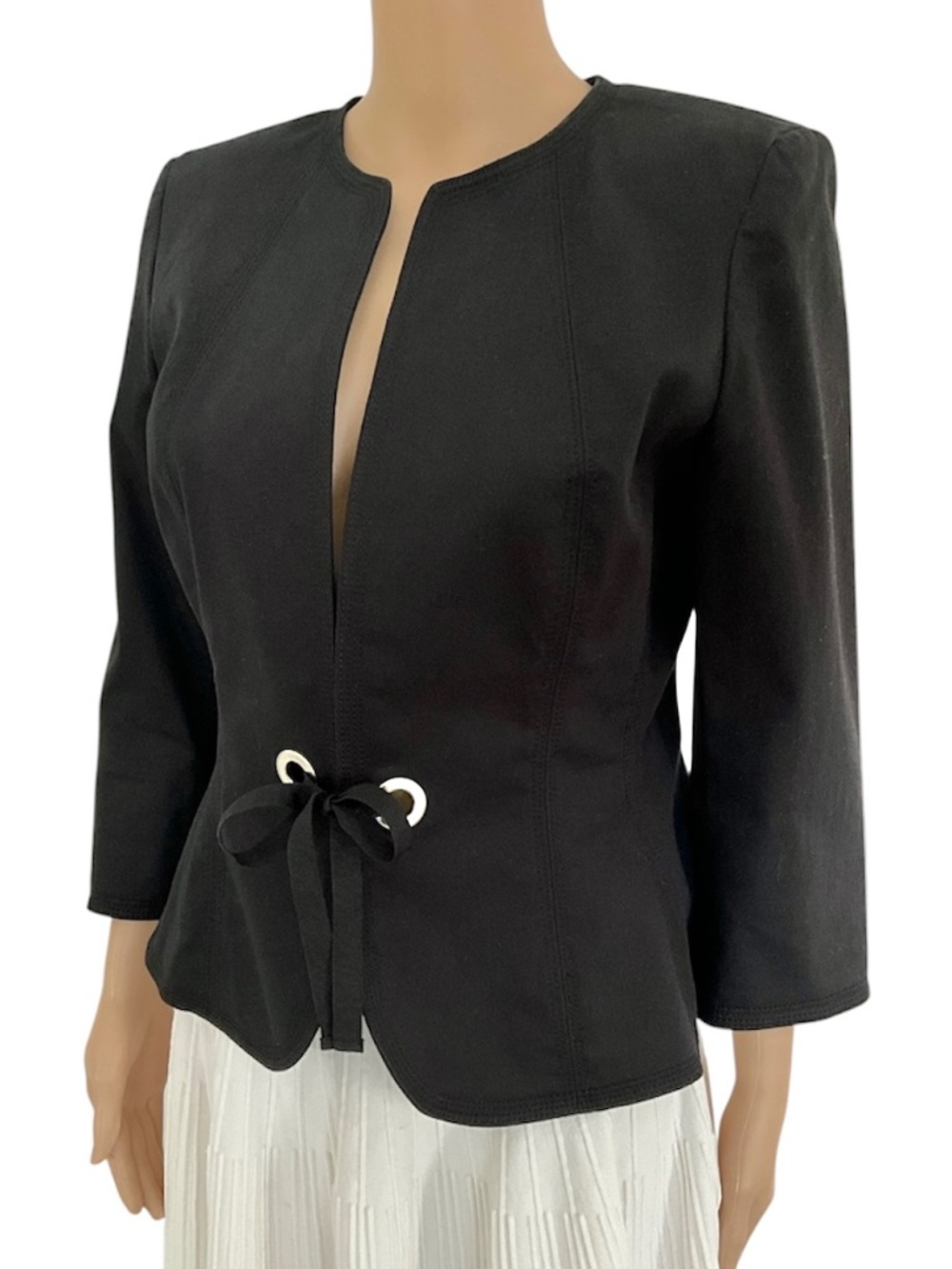Kasper Black Fitted Cotton Jacket Blazer Size 6